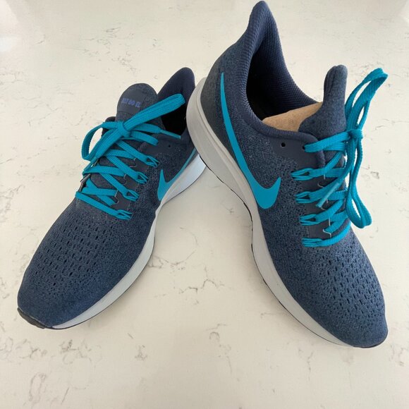 Nike By You Custom Shoes Mesh Lace Up Running Sneakers Denim Blue Turquoise 9.5 - Picture 2 of 11